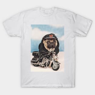 Pug Dog Biker Motorcycle T-Shirt